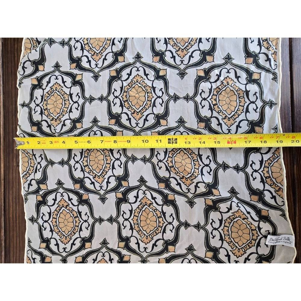 VTG Beckford Silk England Scarf Old Money Baroque Medallion Pure Silk‎ 67"x19" - Picture 9 of 10